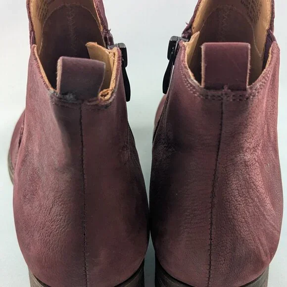 Franco Sarto "Kane" burgundy nubuck side zip ankle boots | Size 7.5 (EU 37.5) - Picture 3 of 8